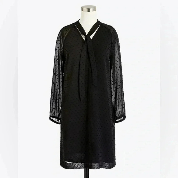 J Crew Black Polka Dot Shift Dress Women’s Size 0  Long Sleeve Office Business - Picture 1 of 6